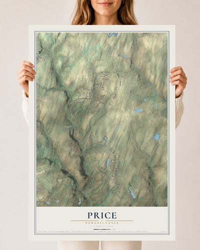 Map of Price, Pennsylvania, 24 x 36 inch unframed archival matte print