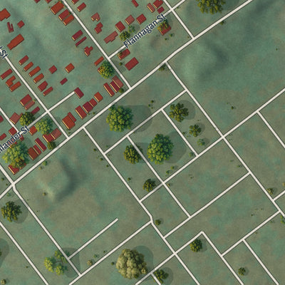 Second close-up of the map of Pringle, Pennsylvania print showing more streets and buildings