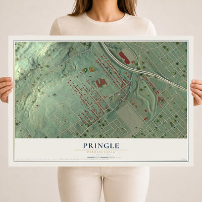Map of Pringle, Pennsylvania, 18 x 24 inch unframed archival matte print