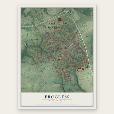 Progress, Pennsylvania map print, the full design