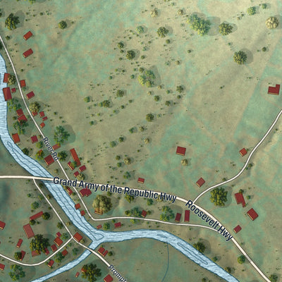 Close-up of the map of Prompton, Pennsylvania print showing street and building detail