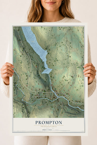 Map of Prompton, Pennsylvania, 18 x 24 inch unframed archival matte print