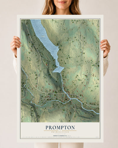 Map of Prompton, Pennsylvania, 24 x 36 inch unframed archival matte print