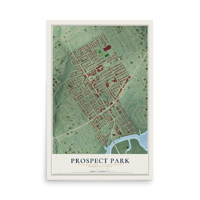 Map of Prospect Park, Pennsylvania, 12 x 18 inch unframed archival matte print