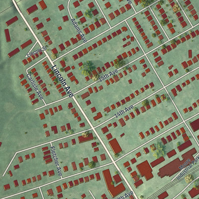 Second close-up of the map of Prospect Park, Pennsylvania print showing more streets and buildings