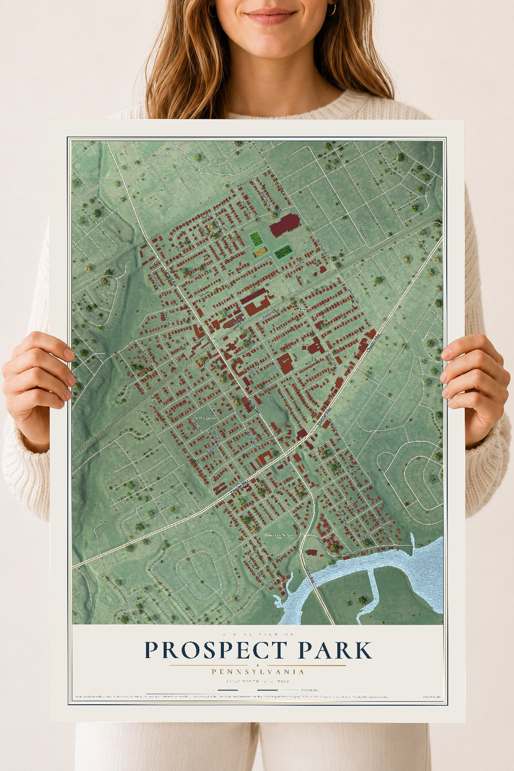 Map of Prospect Park, Pennsylvania, 18 x 24 inch unframed archival matte print