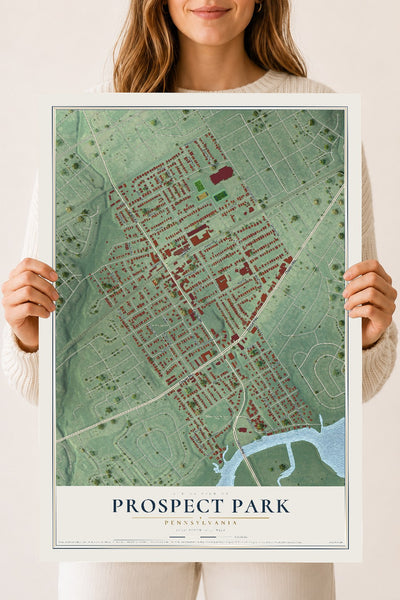 Map of Prospect Park, Pennsylvania, 18 x 24 inch unframed archival matte print