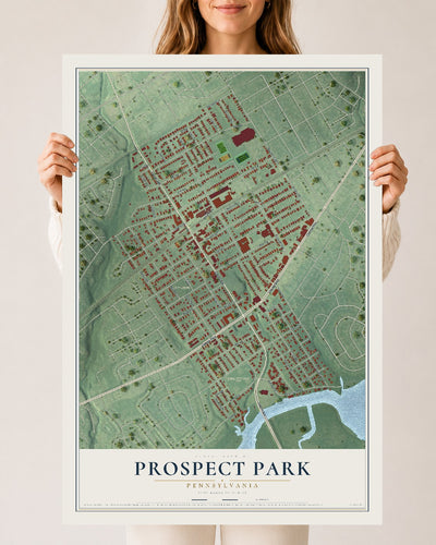 Map of Prospect Park, Pennsylvania, 24 x 36 inch unframed archival matte print