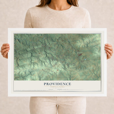 Map of Providence, Pennsylvania, 12 x 18 inch print in a white wood frame