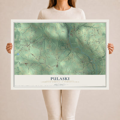 Map of Pulaski, Lawrence County, Pennsylvania, 24 x 36 inch unframed archival matte print