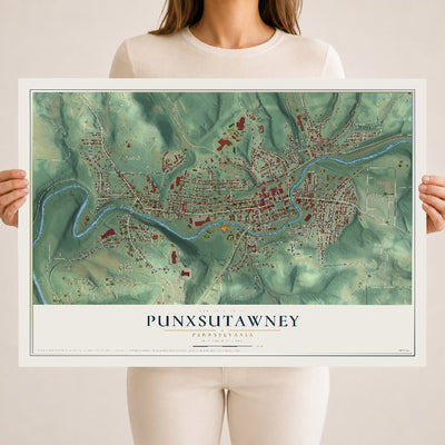 Map of Punxsutawney, Pennsylvania, 18 x 24 inch unframed archival matte print