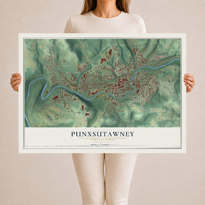 Map of Punxsutawney, Pennsylvania, 24 x 36 inch unframed archival matte print