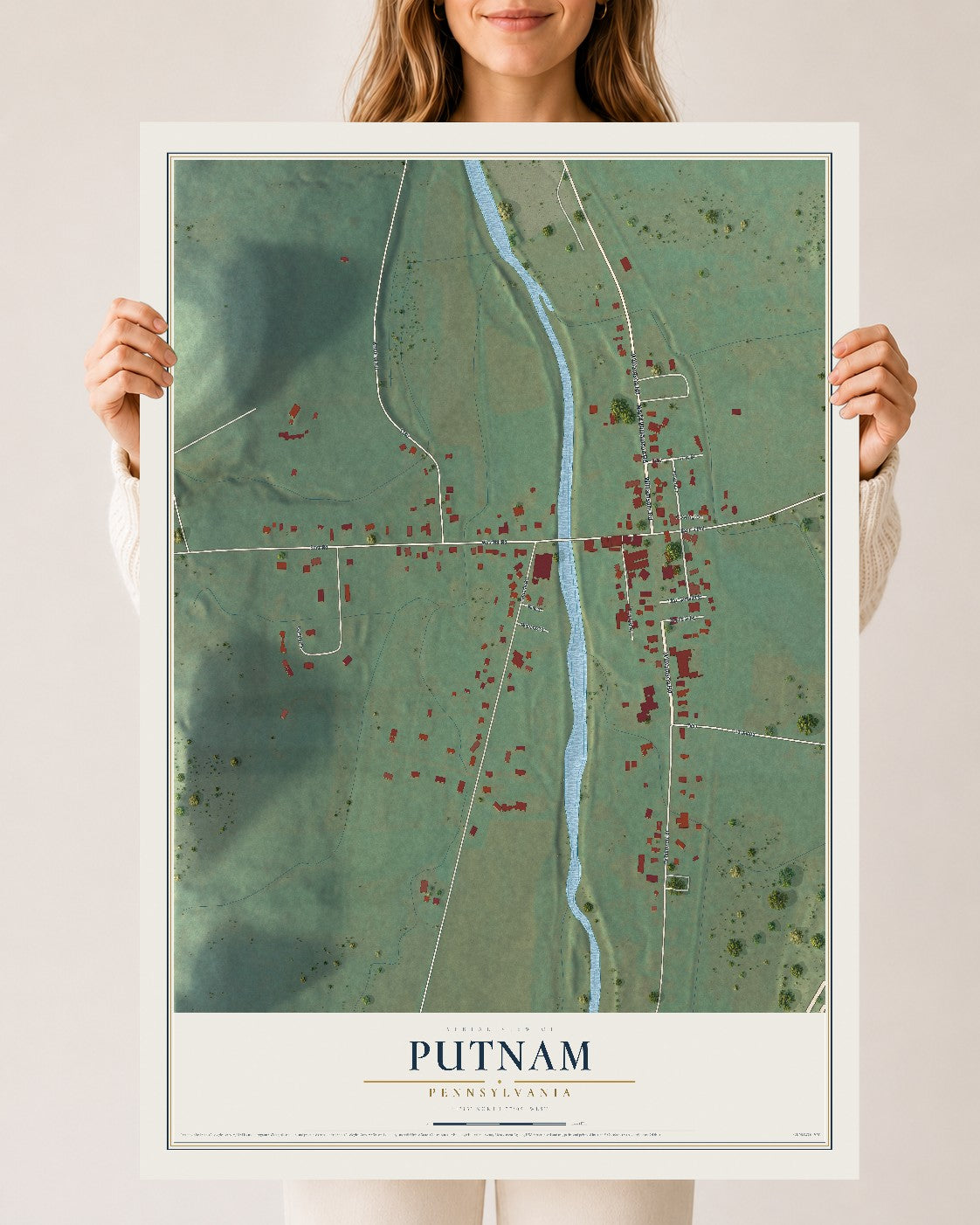 Map of Putnam, Pennsylvania, 24 x 36 inch unframed archival matte print