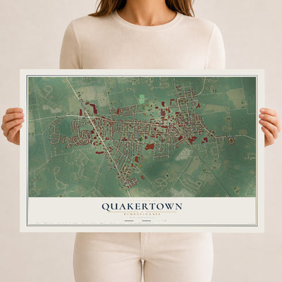 Map of Quakertown, Pennsylvania, 12 x 18 inch unframed archival matte print