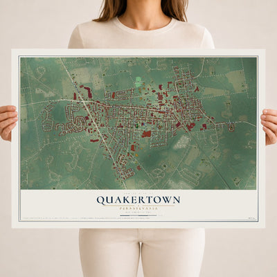 Map of Quakertown, Pennsylvania, 18 x 24 inch unframed archival matte print