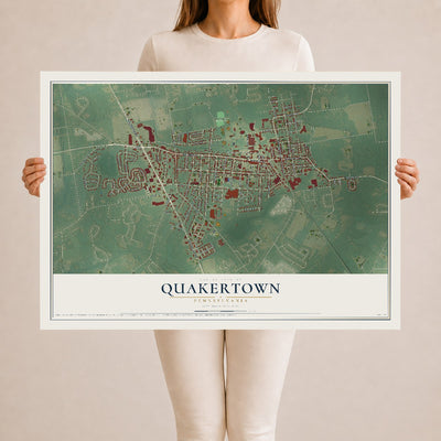 Map of Quakertown, Pennsylvania, 24 x 36 inch unframed archival matte print