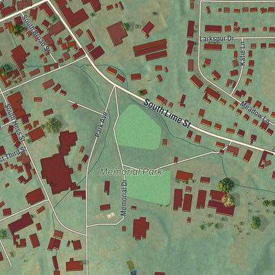 Second close-up of the map of Quarryville, Pennsylvania print showing more streets and buildings
