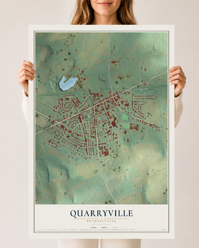 Map of Quarryville, Pennsylvania, 24 x 36 inch unframed archival matte print