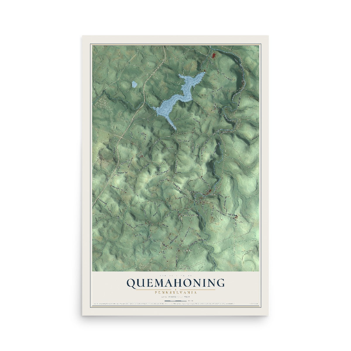 Map of Quemahoning, Pennsylvania, 12 x 18 inch unframed archival matte print