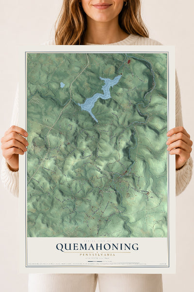 Map of Quemahoning, Pennsylvania, 18 x 24 inch unframed archival matte print