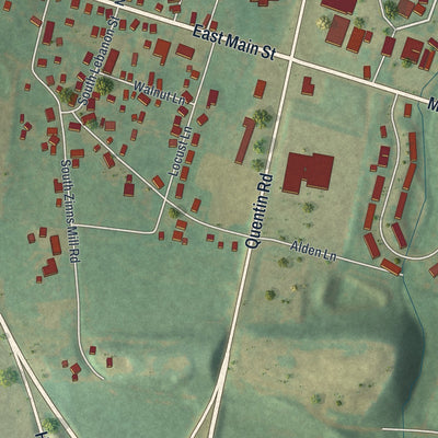 Close-up of the map of Quentin, Pennsylvania print showing street and building detail