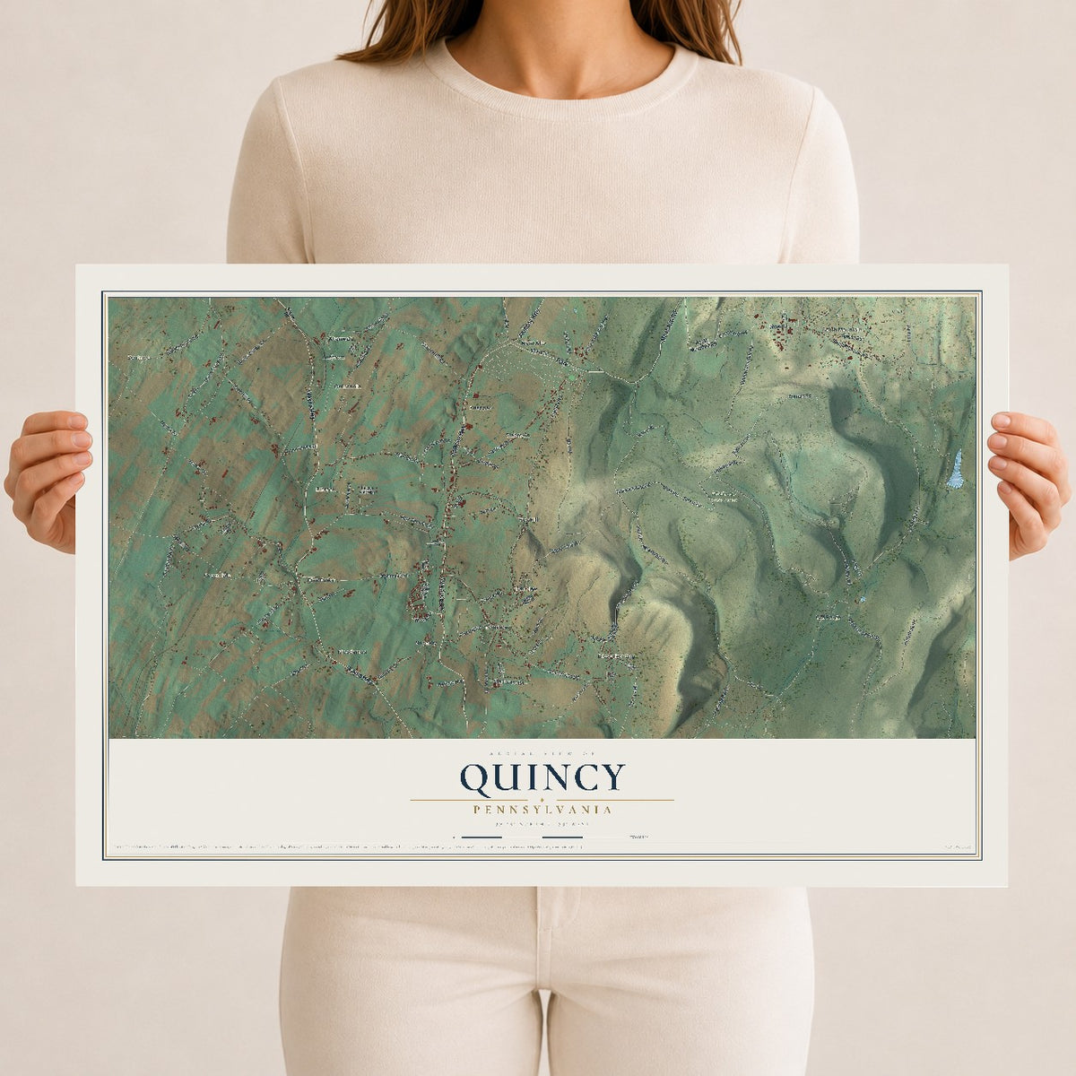 Map of Quincy, Pennsylvania, 12 x 18 inch unframed archival matte print