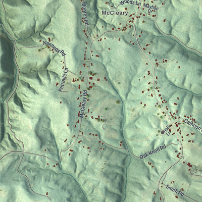 Second close-up of the map of Raccoon, Pennsylvania print showing more streets and buildings