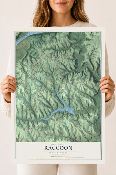 Map of Raccoon, Pennsylvania, 18 x 24 inch unframed archival matte print