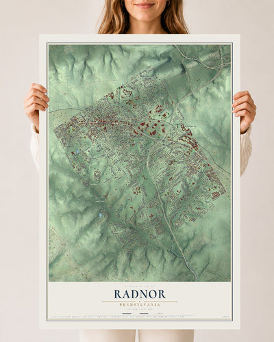 Map of Radnor, Pennsylvania, 24 x 36 inch unframed archival matte print