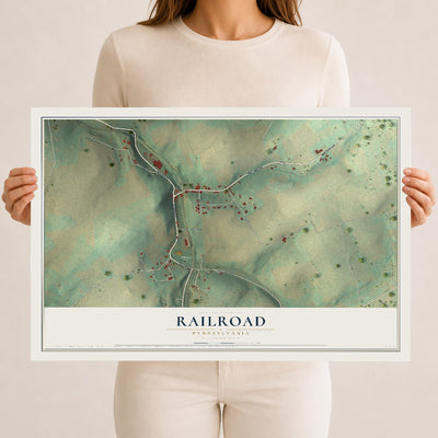 Map of Railroad, Pennsylvania, 12 x 18 inch unframed archival matte print