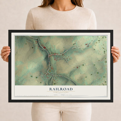 Map of Railroad, Pennsylvania, 12 x 18 inch print in a black wood frame