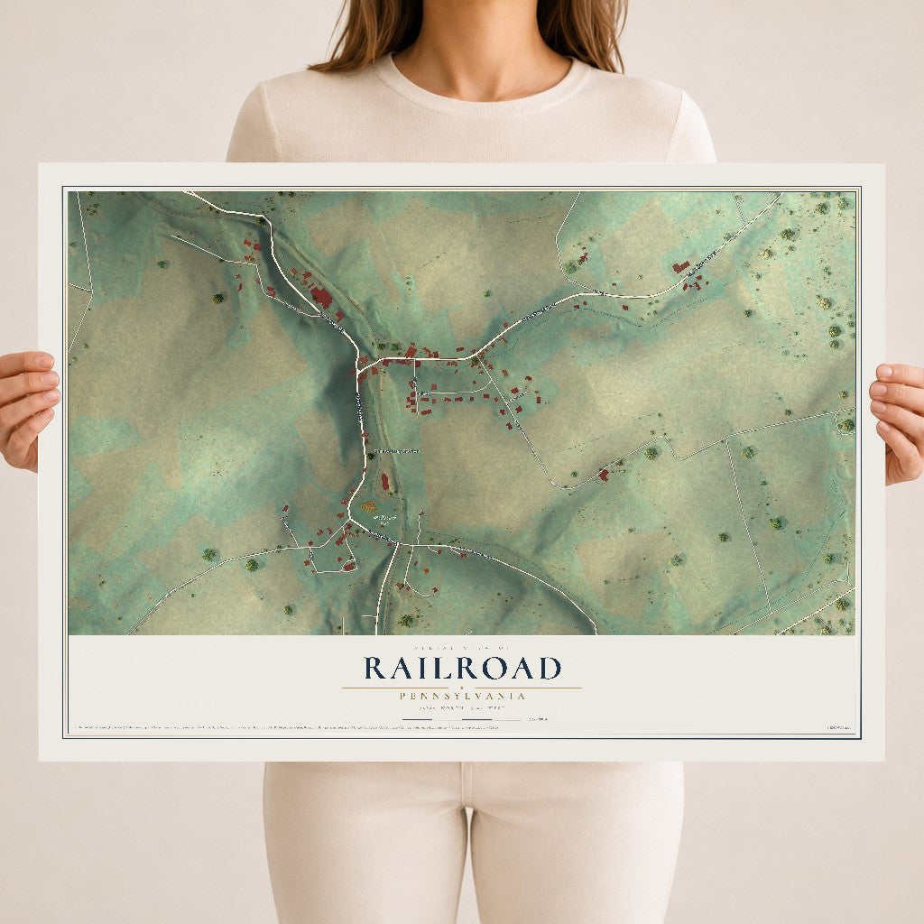 Map of Railroad, Pennsylvania, 18 x 24 inch unframed archival matte print