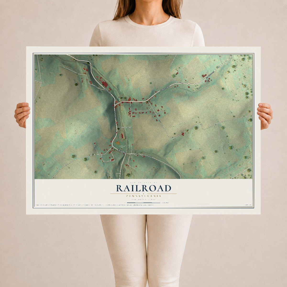 Map of Railroad, Pennsylvania, 24 x 36 inch unframed archival matte print