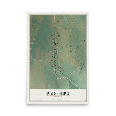 Map of Rainsburg, Pennsylvania, 12 x 18 inch unframed archival matte print