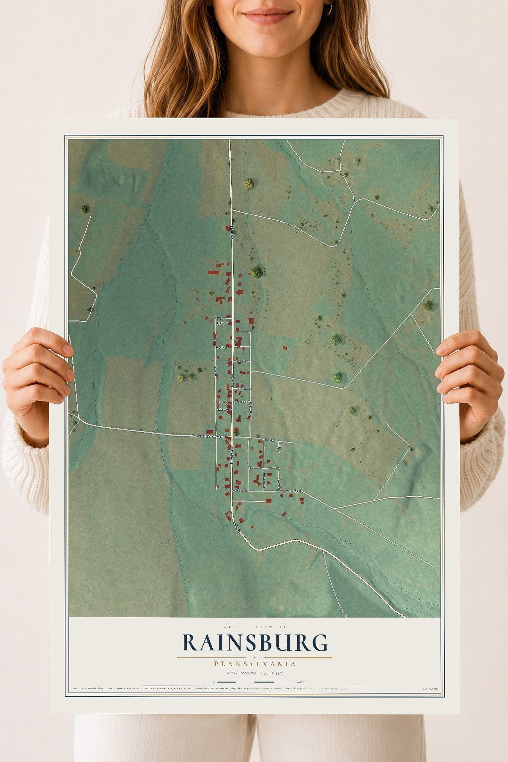 Map of Rainsburg, Pennsylvania, 18 x 24 inch unframed archival matte print