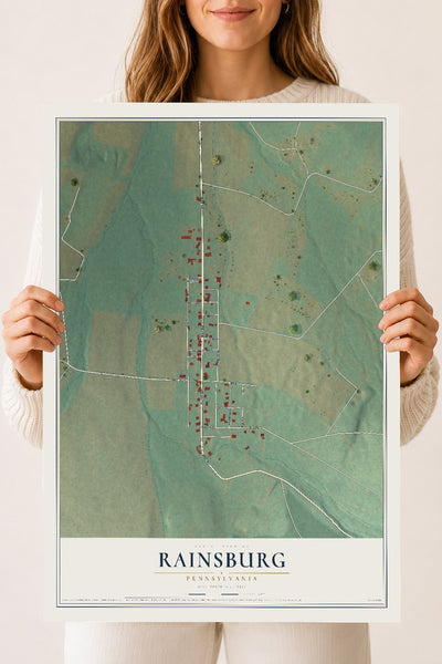 Map of Rainsburg, Pennsylvania, 18 x 24 inch unframed archival matte print