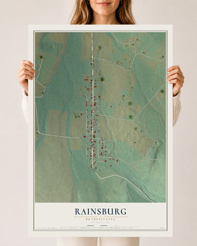 Map of Rainsburg, Pennsylvania, 24 x 36 inch unframed archival matte print