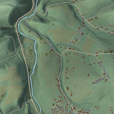 Second close-up of the map of Ralpho, Pennsylvania print showing more streets and buildings