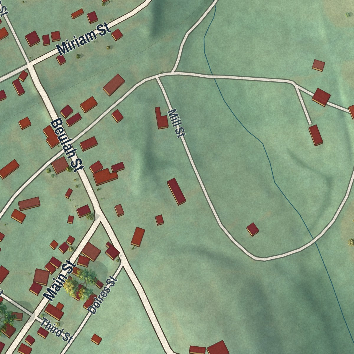 Close-up of the map of Ramey, Pennsylvania print showing street and building detail