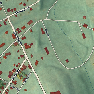 Close-up of the map of Ramey, Pennsylvania print showing street and building detail