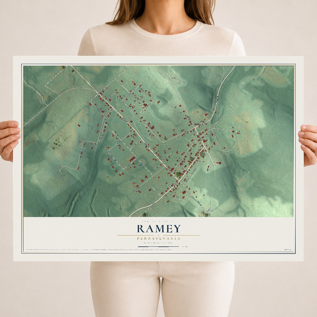 Map of Ramey, Pennsylvania, 18 x 24 inch unframed archival matte print