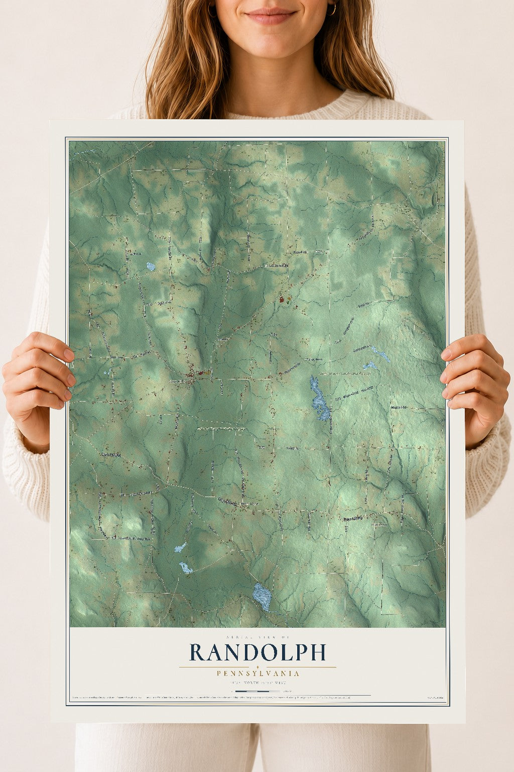 Map of Randolph, Pennsylvania, 18 x 24 inch unframed archival matte print