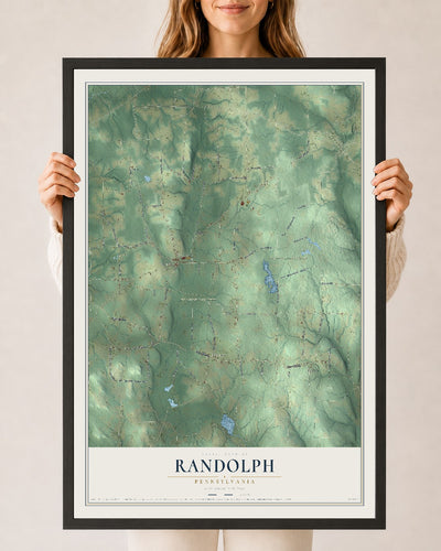 Map of Randolph, Pennsylvania, 24 x 36 inch print in a black wood frame