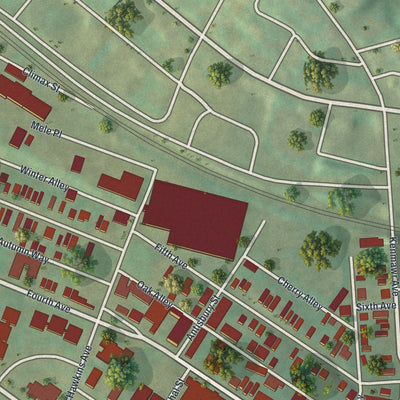 Close-up of the map of Rankin, Pennsylvania print showing street and building detail