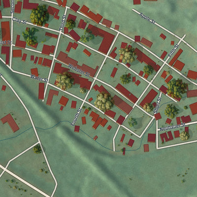 Close-up of the map of Ranshaw, Pennsylvania print showing street and building detail