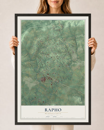 Map of Rapho, Pennsylvania, 24 x 36 inch print in a black wood frame