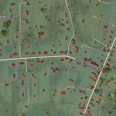 Close-up of the map of Rauchtown, Pennsylvania print showing street and building detail