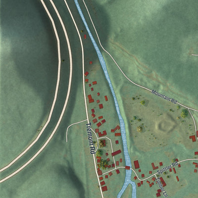 Close-up of the map of Ravine, Pennsylvania print showing street and building detail