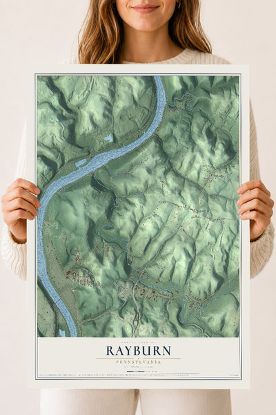 Map of Rayburn, Pennsylvania, 18 x 24 inch unframed archival matte print