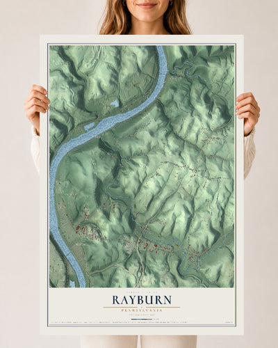 Map of Rayburn, Pennsylvania, 24 x 36 inch unframed archival matte print